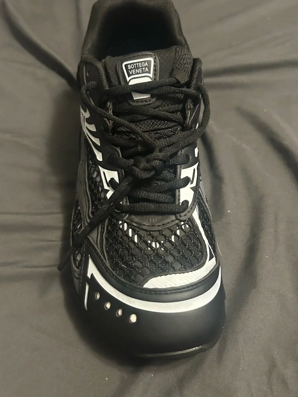 Bottega Veneta Black and Gray Mesh Runner Sneakers